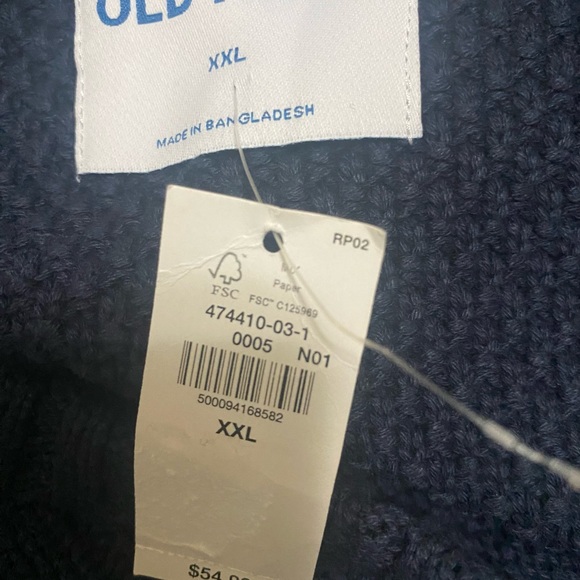 Old Navy Men's Cozy Crewneck Cable-Knit Cotton Sweater Navy Blue XXL NWT gift - Picture 3 of 5